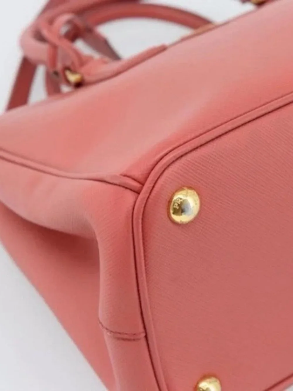 PRADA Galleria Hand Bag Safiano Leather 2way Pink Gold Auth